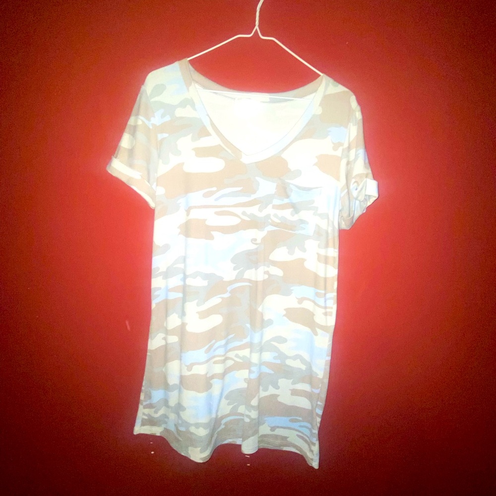 Discount Divas V-Neck cotton blue camouflage short dress. It is very comfortable